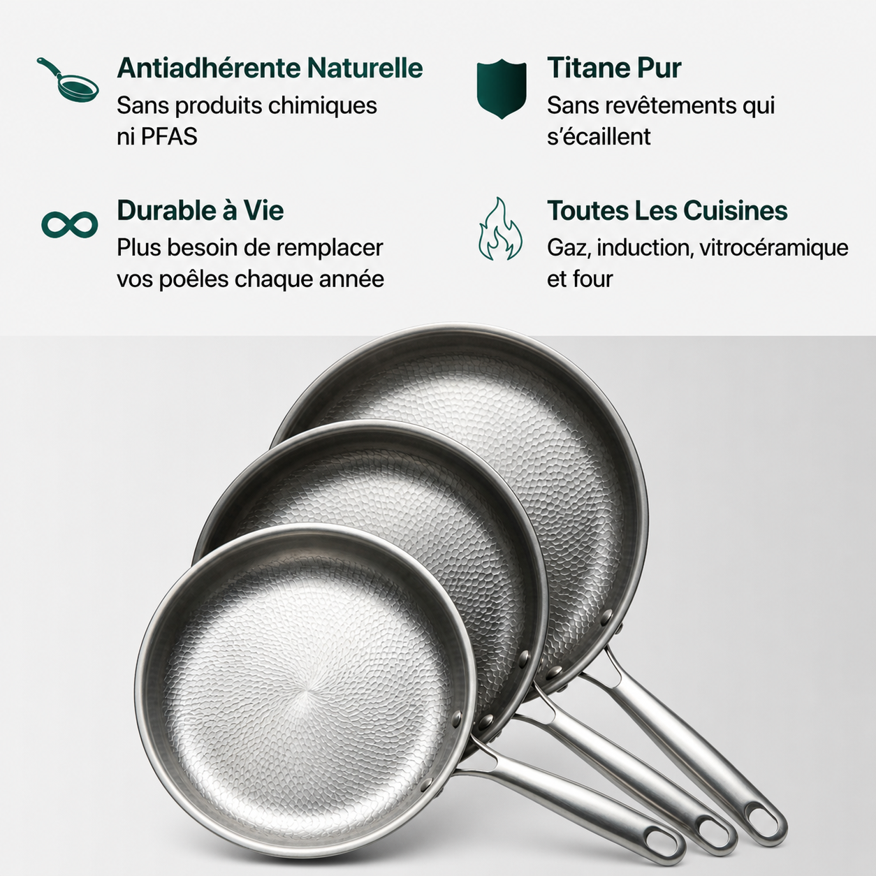 Poêle en Titane Pur Antiadhésive PuraComida®