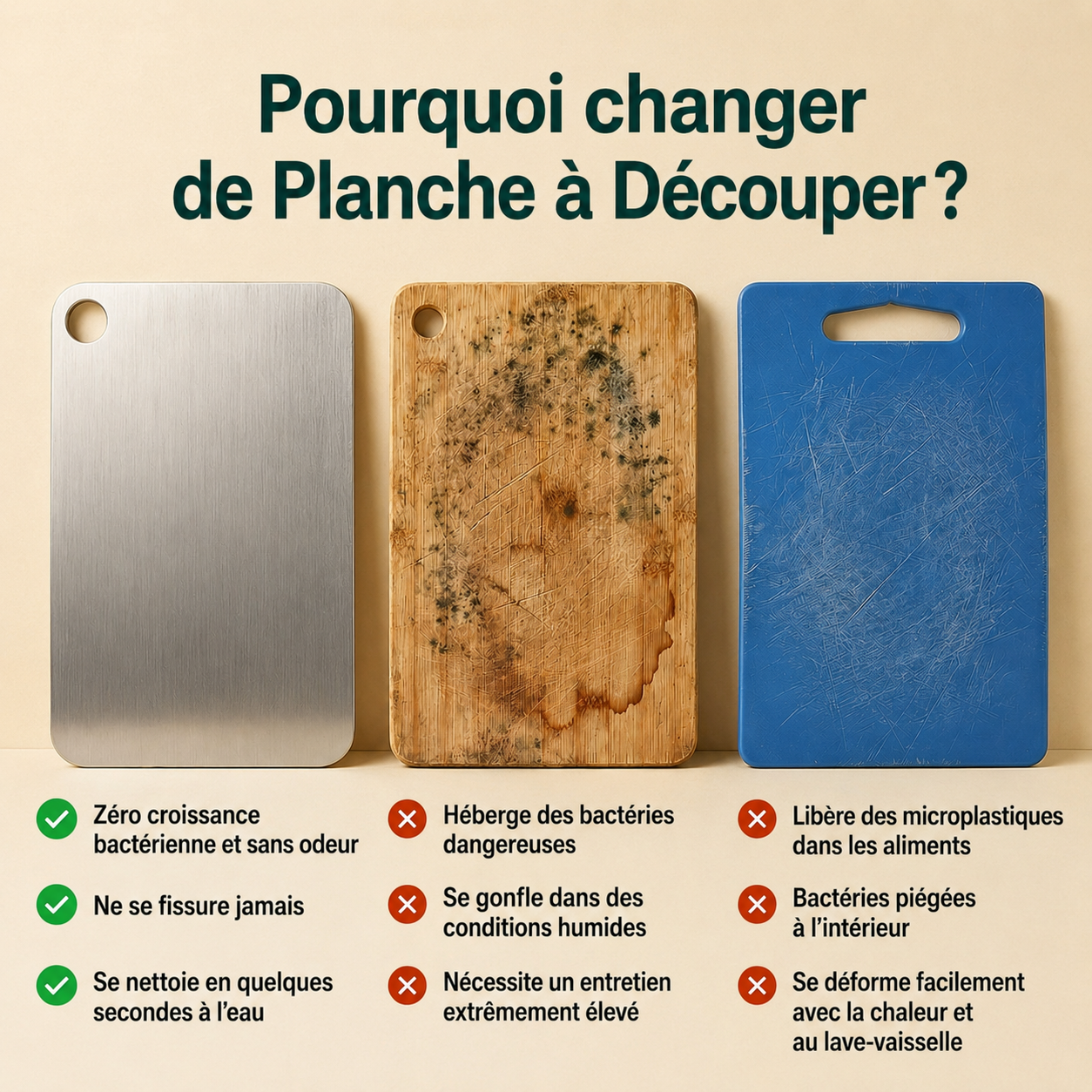 Planche à Découper en Titane 100% Pur PuraComida®